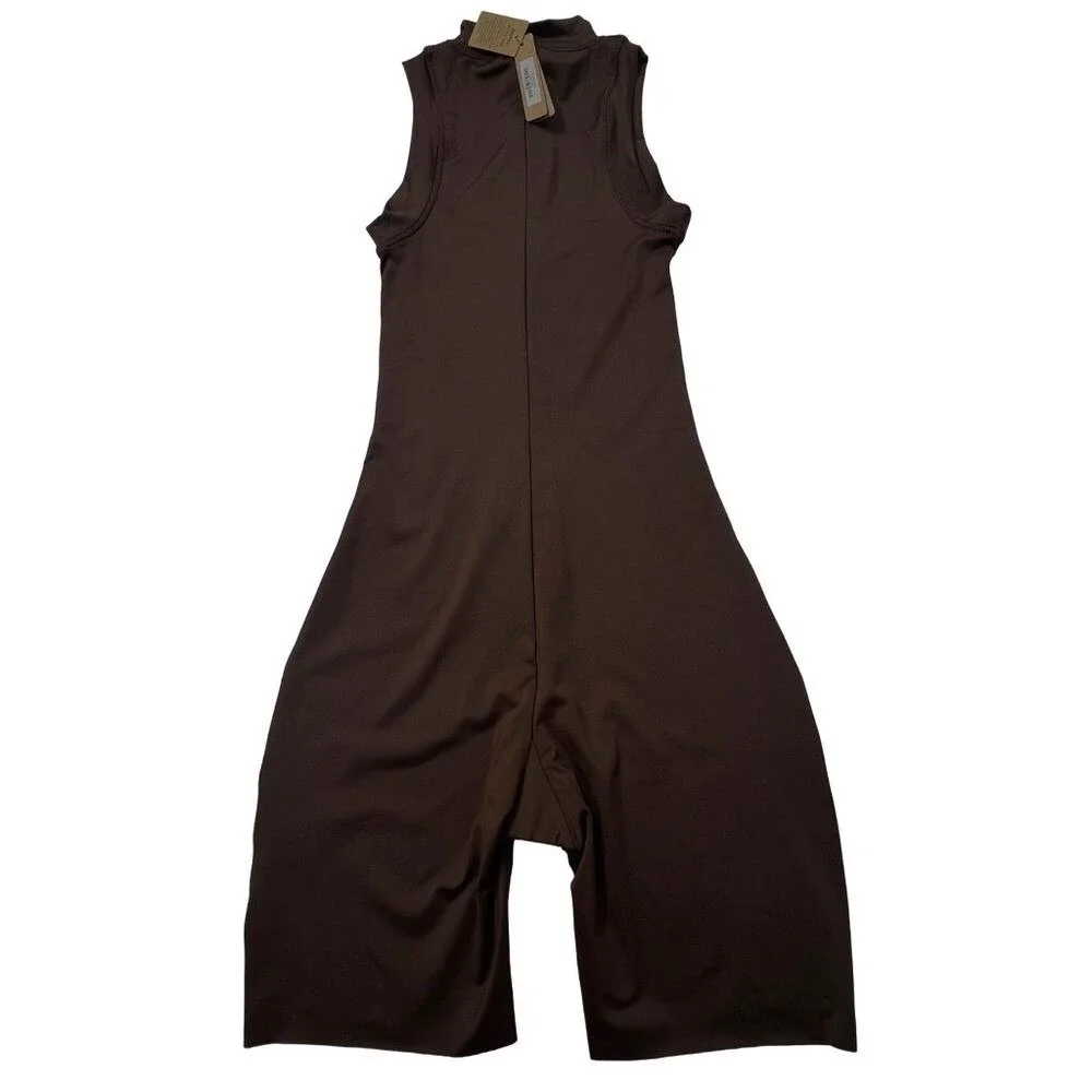 SKIMS Mock Neck Cycle Swimsuit Cocoa Womens XXS